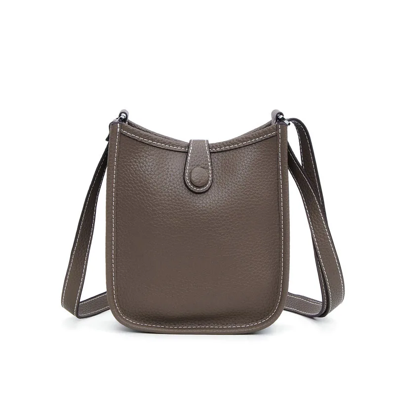 Новые сумки из натуральной кожи женские сумки-мессенджеры Дизайнерские повседневные женские сумки через плечо - Color: Elephant Gray17CM