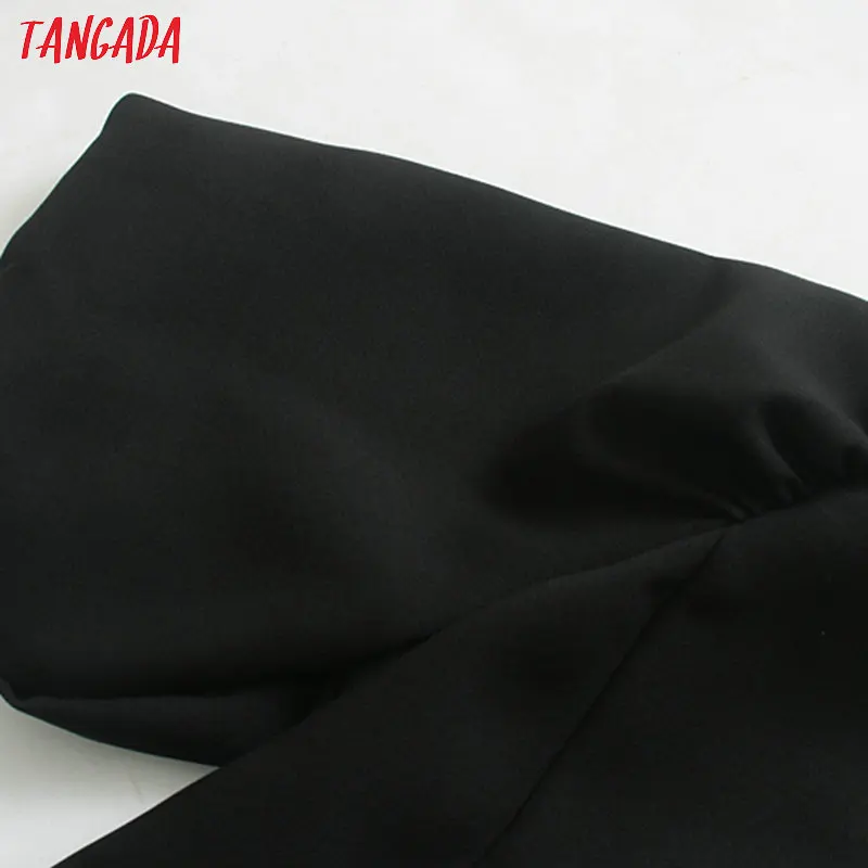 Tangada, женское сексуальное черное мини-платье с поясом, пышное, короткий рукав, стильные женские сексуальные платья с v-образным вырезом, vestidos JE97