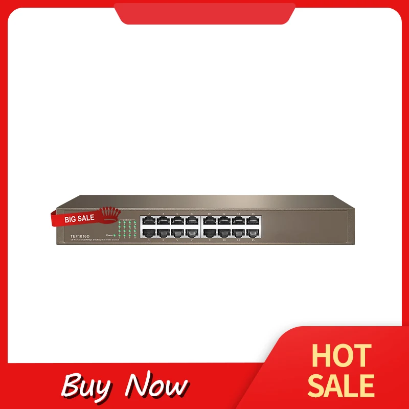 

GLTEF1016D 16 Port 10/100M 3.2Gbps, Auto MDI/MDI-X, Half/Full DuplexFast Enternet Network Switch,6KV Lightning Protection