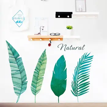 

Nordic style green leaves wall stickers bedroom living room wardrobe decoration art mural home decor stickers plant wallpaper