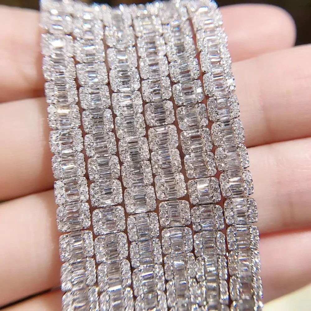 Модный Стиль Твердый 18k желтый белый золотой 2.60ct GF цветной алмазный браслет для женщин Тест Положительный