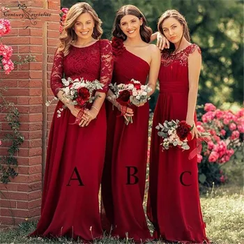 

Simple Long Bridesmaid Dresses Lace Chiffon Floor Length Plus Size Wedding Guest Dresses Maid Of Honor Gowns 2020 Cheap