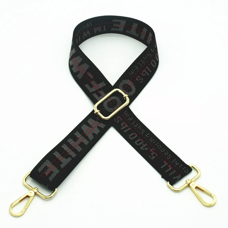 Black Gold Buckle Нейлоновая полосатая Сумка, ремни, Длинные полосы, ручка, Золотая Пряжка, Наплечные ремни, регулируемый ремень для сумки, аксессуары для сумок DIY - Цвет: Black Gold Buckle