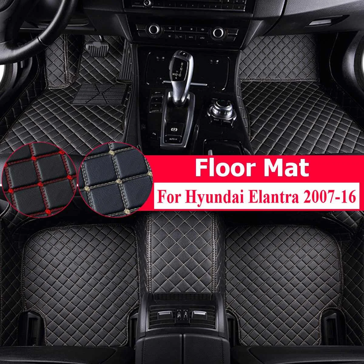 

Car Waterproof Floor Mats For Hyundai Elantra Sedan 2007-2016 Car Accessories LHD Floor Pad Foot Pad cushion cover leather