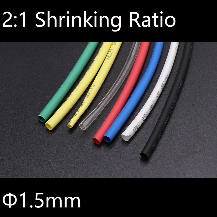 Diameter 1.5mm Heat Shrink Tube 2:1 Polyolefin Thermal Cable Sleeve Insulated Wire Protector Wrap Cover DIY Connector Repair |