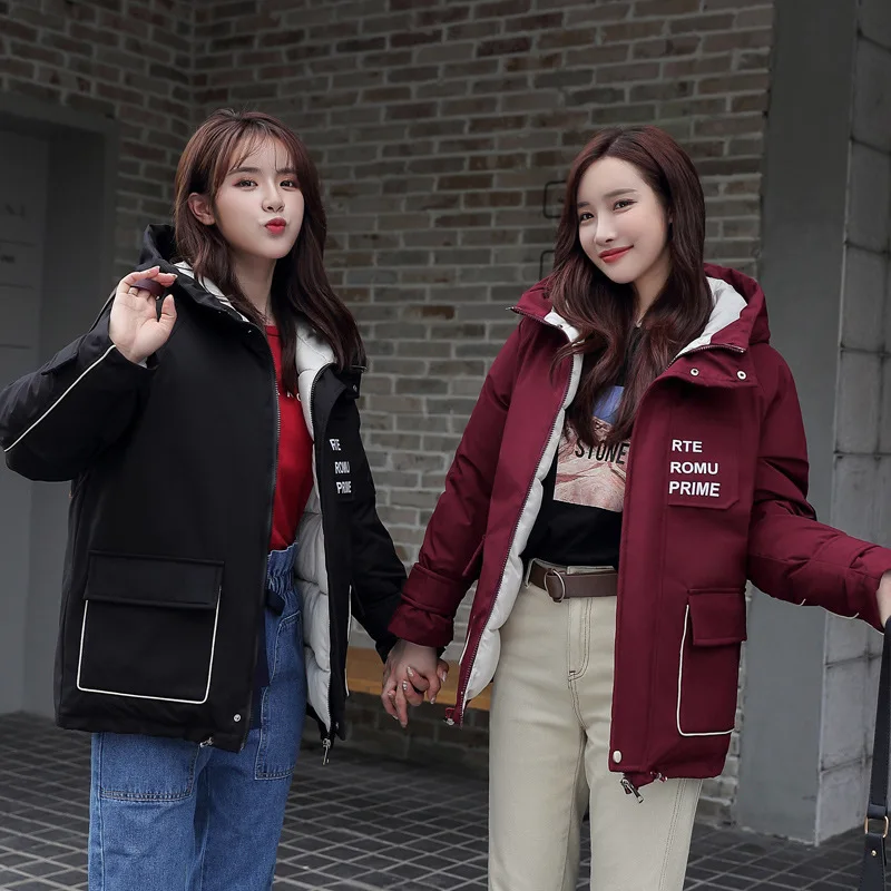 

2019 Winter New Style Korean-style Hooded Short-height down Feather Cotton-padded Clothes Student Short BF Loose-Fit Workwear Sm