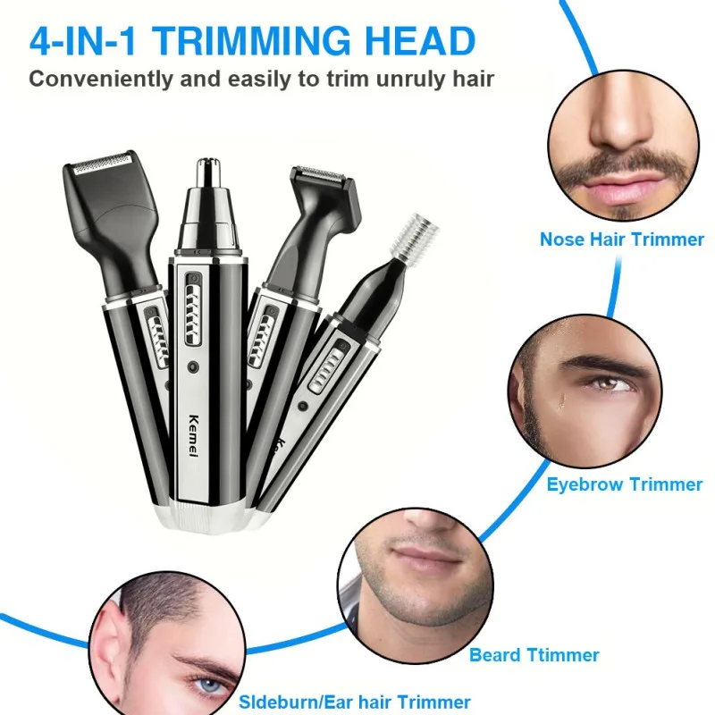 4 в 1 Электрический триммер для волос в носу для мужчин перезаряжаемый мини-бритва из нержавеющей стали ремонт волос брови P1