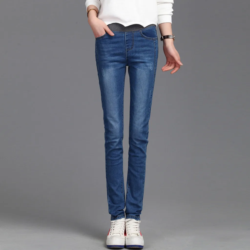 Бархатные джинсы с высокой талией, женские брюки, облегающие эластичные теплые винтажные джинсы, женские джинсовые брюки-карандаш,, плотные обтягивающие джинсы, зимние# J30