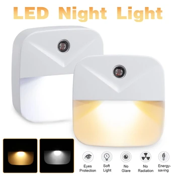

Mini LED Night Light Plug-In Wall Lamp Light Sensor Control For Kids Bedroom Sensor AUTO Control US Plug 110-220V