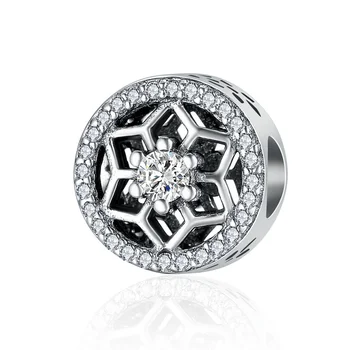 

Qikaola High Quality Genuine 925 Sterling Silver Shimmering Snowflake Clear CZ Beads fit Women Charm Bracelet Jewelry CMC248