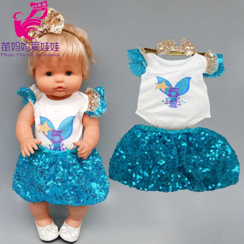 40cm poupée paillettes robe chemise ensemble pour 42cm Nenuco Ropa y su Hermanita 17 pouces bébé poupée vêtements