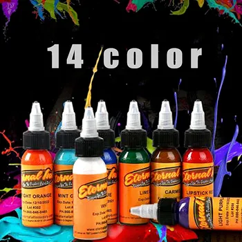 

14 colors 30ml / bottle tattoo ink black permanent body art paint micro pigment brown eyebrow eyeliner lip tattoo art beauty too