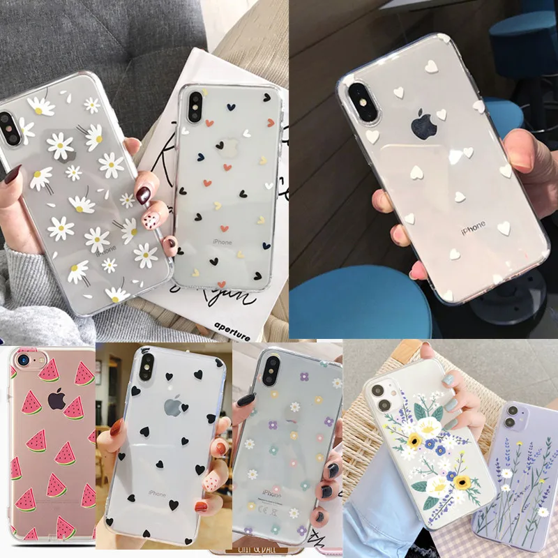 Для iPhone 7 чехол для 6 силиконовый с милым мультяшным цветком мягкий из ТПУ XS X 6S 8 Plus