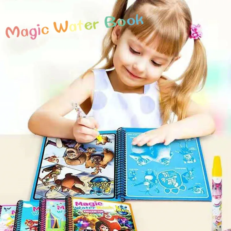 

Magic Water Book Drawing Toys For Children Cartoon Colorful Drawing Board 1 Pen Reusable Painting Kids Doodle Educational Toys