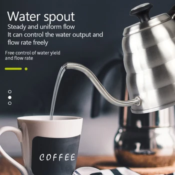 

Pour Over Coffee Kettle with Thermometer-Flow Gooseneck Barista-Standard Hand Drip Coffee Kettle Pots Fit Stovetops & Induction