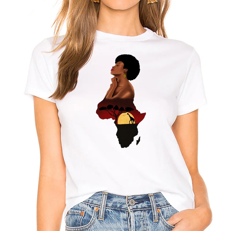 Женская футболка Lovin' My Melanin Skin черная в африканском стиле для девушек женская
