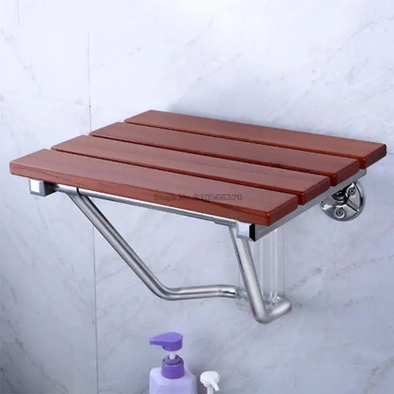 High-quality Solid Wood Shower Folding Seat Bath Shower Wall Chair Bathroom Stool Household Wall Mounted Shower Seat (38*33.8cm) 4