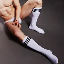 Мужские спортивные носки, модные полосатые белые и черные футбольные повседневные мужские носки, мужские носки, мужские белые носки