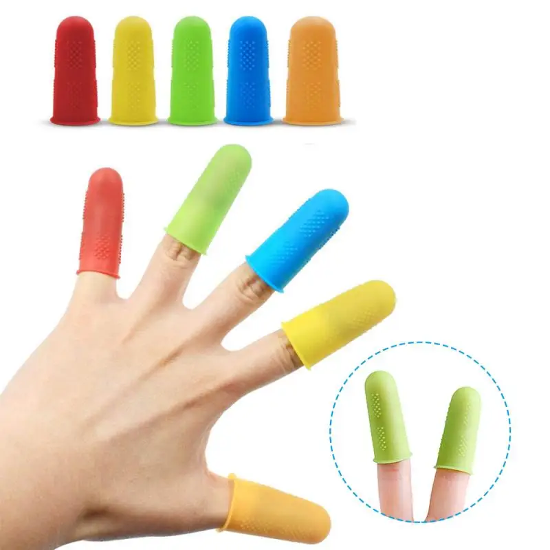 5pcs Silicone Finger Protector Sleeve Cover Anti cut Heat Resistant
