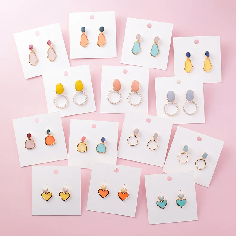 Серьги женские новые летние цветные акриловая жемчужина серьги-гвоздики прозрачная Конфета цвет сердце серьги-гвоздики для женщин ювелирные изделия