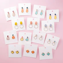 Серьги женские новые летние цветные акриловая жемчужина серьги-гвоздики прозрачная Конфета цвет сердце серьги-гвоздики для женщин ювелирные изделия