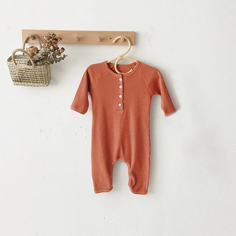 Боди для новорожденных девочек и мальчиков; хлопковый цельный комбинезон на весну и зиму; одежда с длинными рукавами; Весенний детский пляжный костюм; одежда - Цвет: orange romper