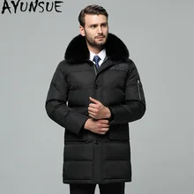 AYUNSUE мужской пуховик длинное зимнее пальто Мужская куртка с натуральным лисьим мехом плюс размер пуховик Теплая мужская ветровка 8188-8 KJ3050
