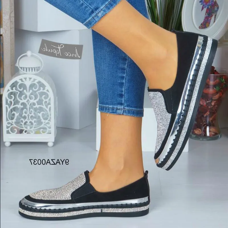 

2019 new women flats shoes slip on casual loafers flatform single shoe woman round toe wxx074