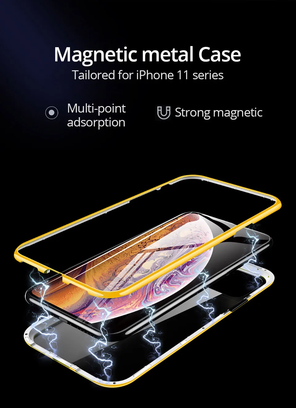 PZOZ Полный Магнитный адсорбционный чехол для iPhone 11 Pro Max закаленное стекло Передняя Задняя крышка чехол