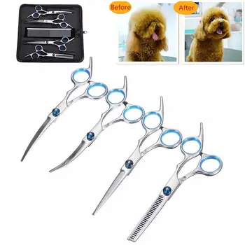 

6PCS/Set 6-Inch Professional Salon Barber Scissors Hairdressing Shears Haircut Tool Kit with Comb for Pet Grooming Hair Styling