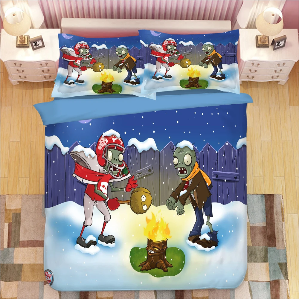 Растения против Зомби 3D постельное белье набор пододеяльников наволочки одеяло постельные принадлежности набор s постельное белье Кошмар перед Рождеством - Цвет: 1