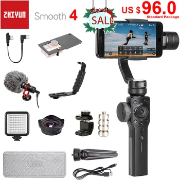 Zhiyun Smooth 4 3-Axis Handheld Smartphone Gimbal Stabilizer for iPhone 11 Pro XS XR X 8Plus 8 Samsung S10 S9 S8 & Action Camera zhiyun smooth 4 3 axis handheld gimbal stabilizer for smartphone iphone xs x 8p 8 7 6s se samsung s9 s8 s7 with charging cable