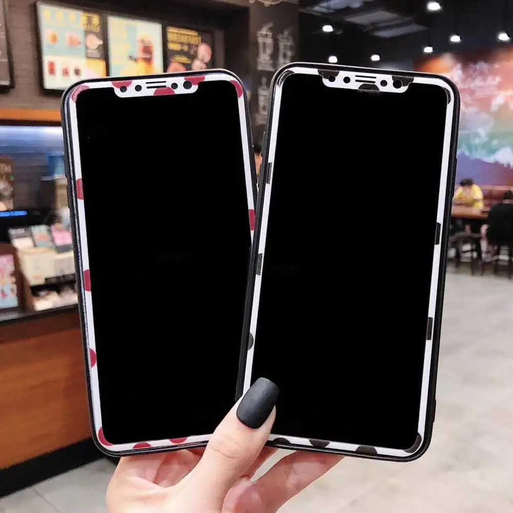 Защита для экрана в горошек iPhone11Pro Max X/XS XR XSMAX закаленное стекло углеродное