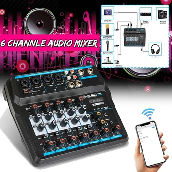 

6 Channel Karaoke Player Audio Mixer w/Bluetooth LED Digital Display USB DJ Sound Mixing Console MP3 Karaoke Amplifier KTV Party