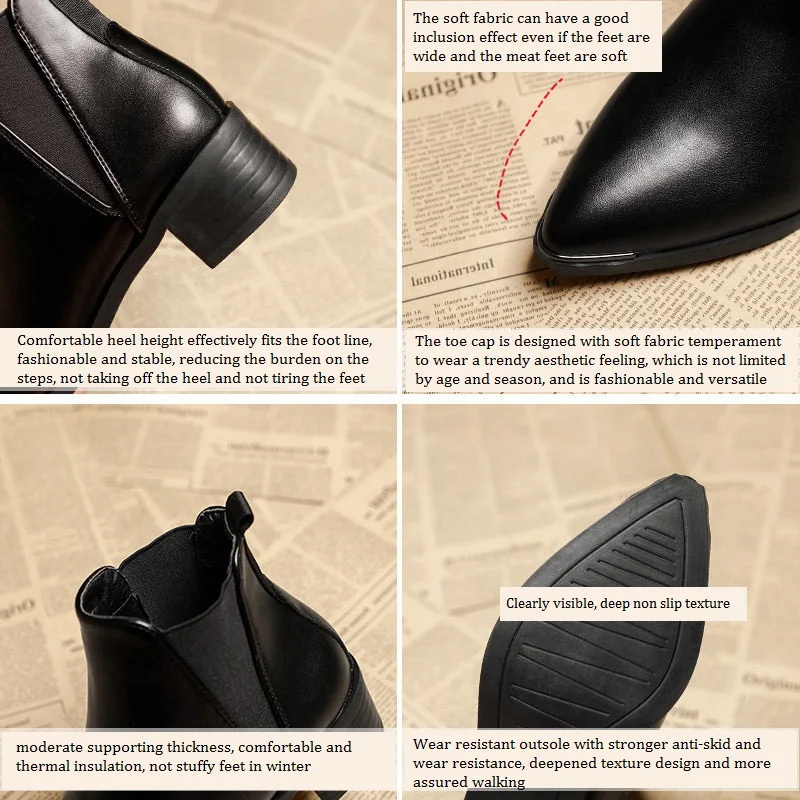 2021 Autumn and Winter New Thick Heel Short Boots Women's British Style Korean Pointed Martin Boots and Bare Boots Pointed Shoes