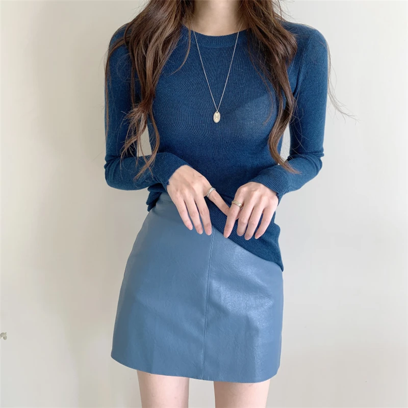 

New Arrival Temperament PU Faux Leather A-line Skirt Women Fashion High Waist Slim Bodycon Skirt for Autumn Winter Lady Skirt