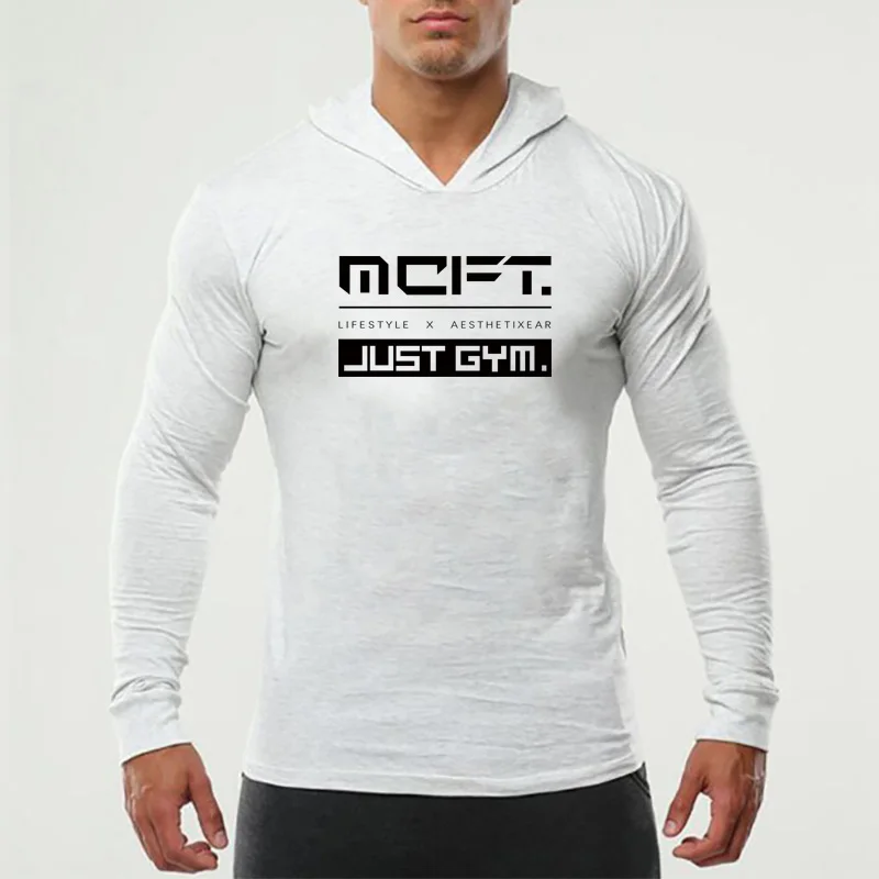 Bodybuilding T-Shirt Men New Autumn Fitness Long Sleeve Hooded T Shirt Men Brand Just Gym Hoody Fashion Slim Fit Cotton Tee Tops
