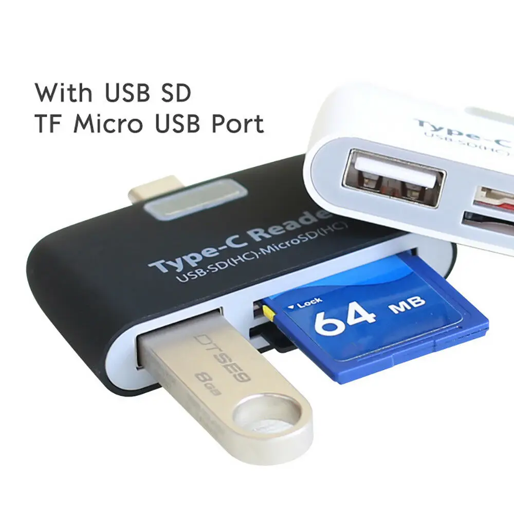 Удобный мини 3 в 1 USB 3,1 type C USB-C TF SD OTG кардридер для Macbook Phone Tablet считыватели карт памяти адаптер