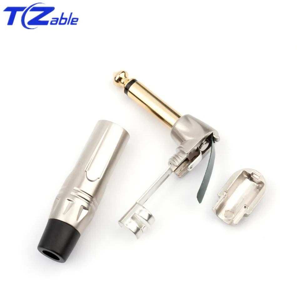 6.35mm Audio Plug 1/4" Jack Mono 90 Degree Audio Adapter 6.5 mm Solder Male For Mixer Microphone Guitar Speaker Wire Connector