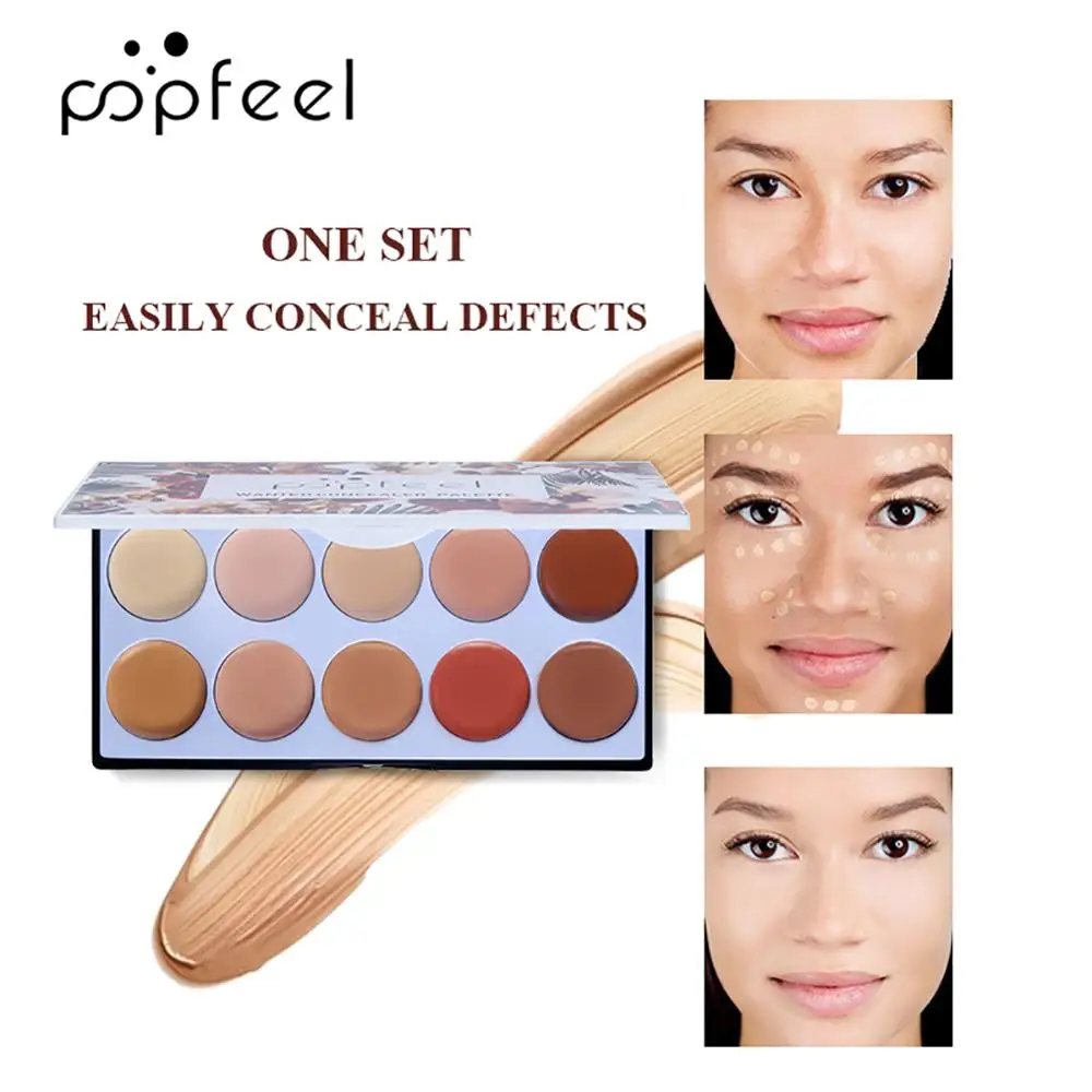 

10-Color Concealer Palette Waterproof Natural Coverage Long Lasting Concealer for Dark Circle Tattoo Acne Scar Women Cosmetics