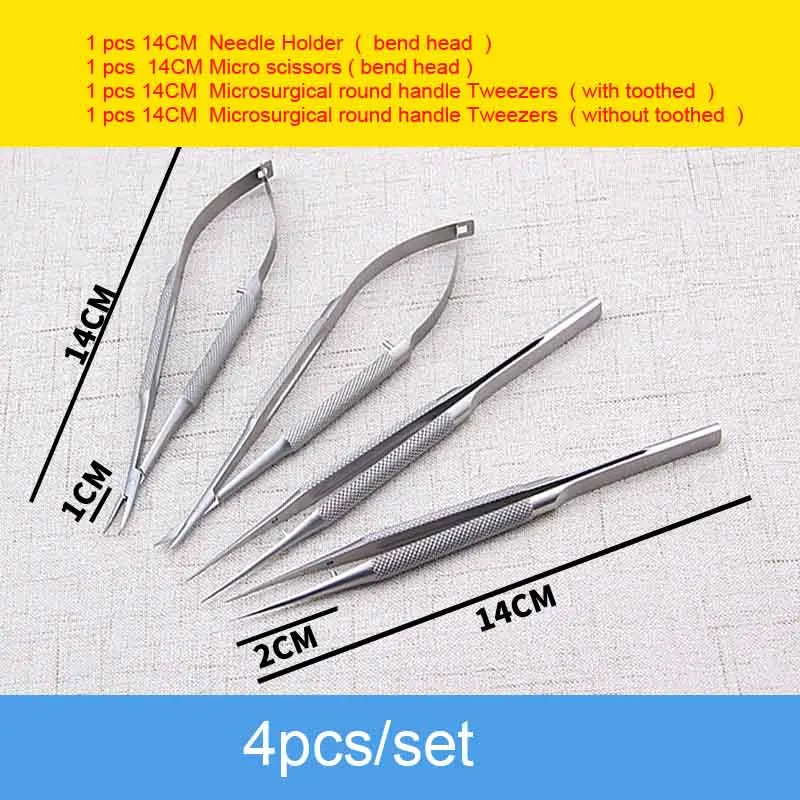 Титановые хирургические инструменты Tlloy офтальмологические микрохирургические стоматологические инструменты держатели игл+ 11,5 см ножницы+ Пинцет - Цвет: Оранжевый