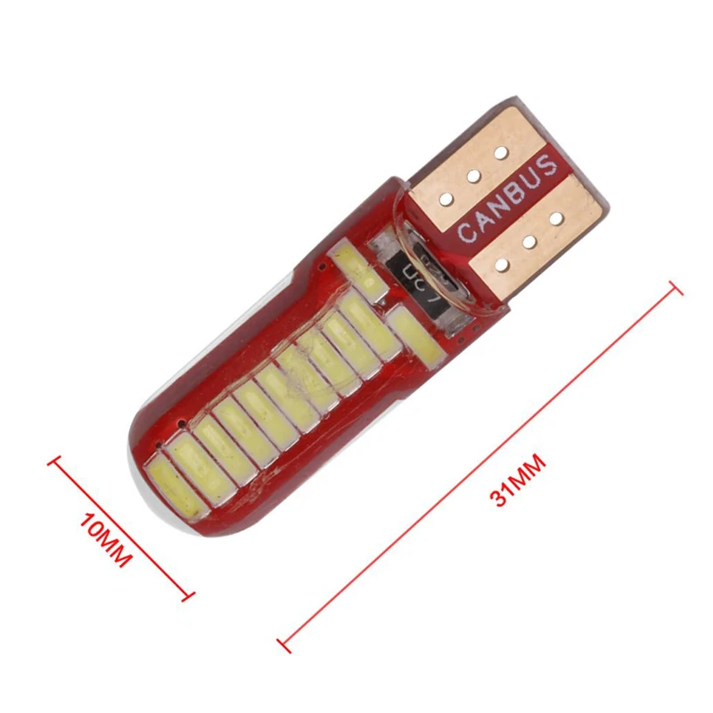 10 шт. T10 194 W5w светодиодный Canbus 4014 24 SMD кремнезема супер яркий светодиодный светильник Клин для лампочек накаливания, работающего на постоянном токе 12 В в двунаправленный светильник белого цвета