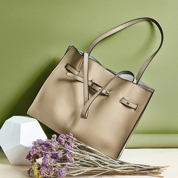

Women's leather shoulder bag 2020 new simple and elegant women's bag casual large capacity work commute shopping bag tote bag