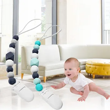 

Baby Silicone Nipple Teether Molar Stick Chain To Prevent Teeth The Chain juguetes Solf toys for children Safe Food Grade Chain