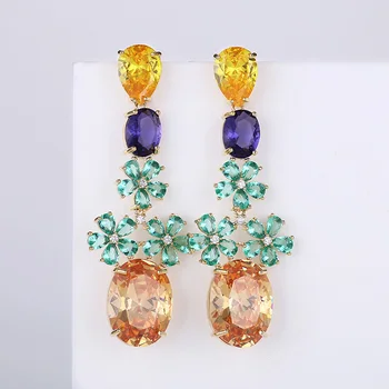 

VERY GIRL New Brand Shining Multi color Cubic Zircon Crystal Geometry Drop Earrings for Women Free Shipping