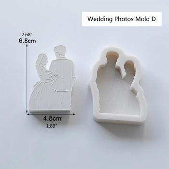 

5Pcs Wedding Photos Gypsum Line Drawing Mold Bride Groom Resin Mold Home Decor