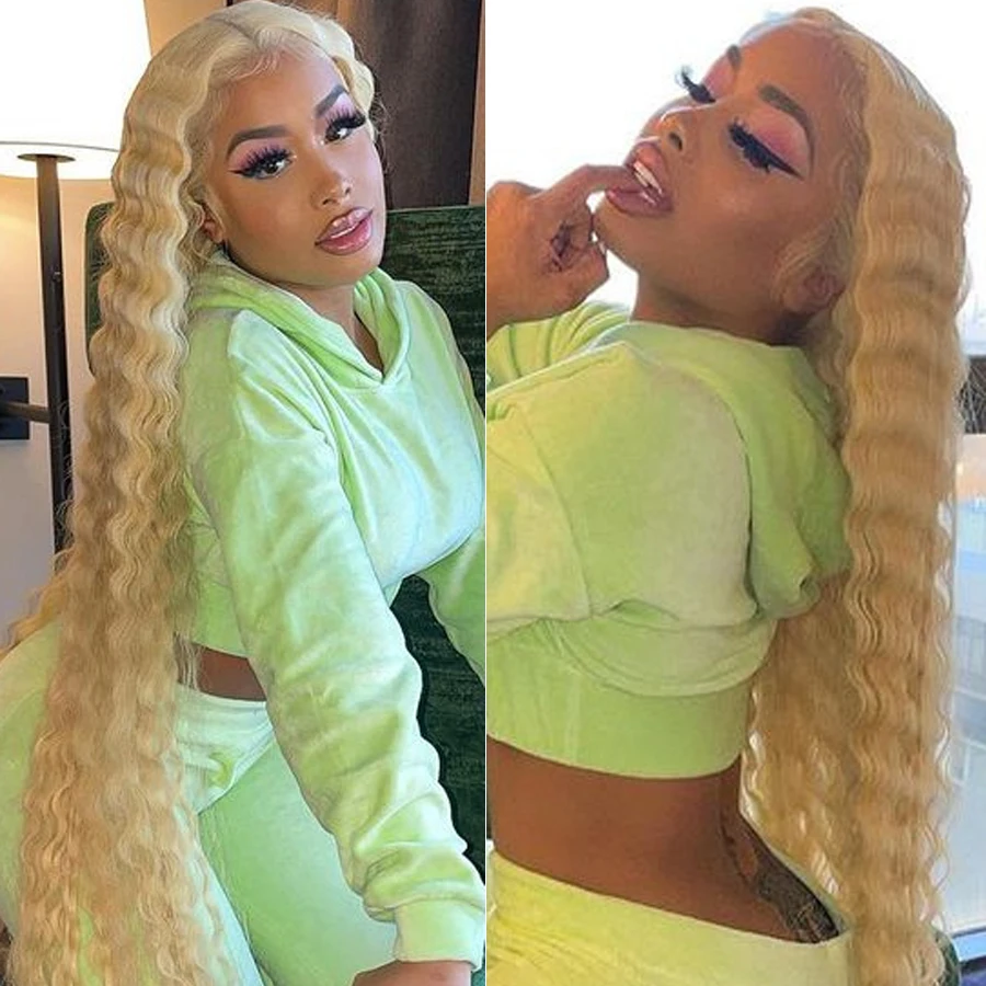 613 Honey Blonde 13x6 Lace Frontal Human Hair Wigs Brazilian Deep Wave Wigs Middle Part Lace Front Wig Hair Wig Remy Pre Plucked