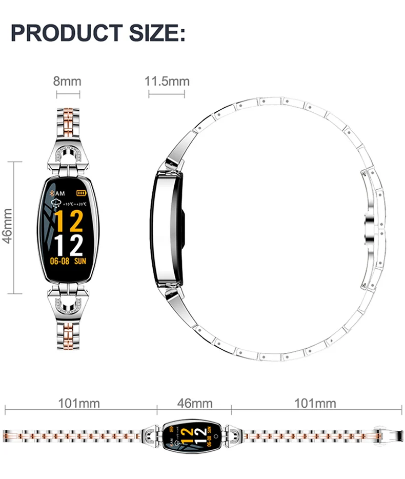SANDA H8 умные наручные часы ЖЕНСКИЕ НАРЯДНЫЕ часы женские ювелирные изделия водонепроницаемый монитор сердечного ритма Bluetooth для IPhone huawei samsung