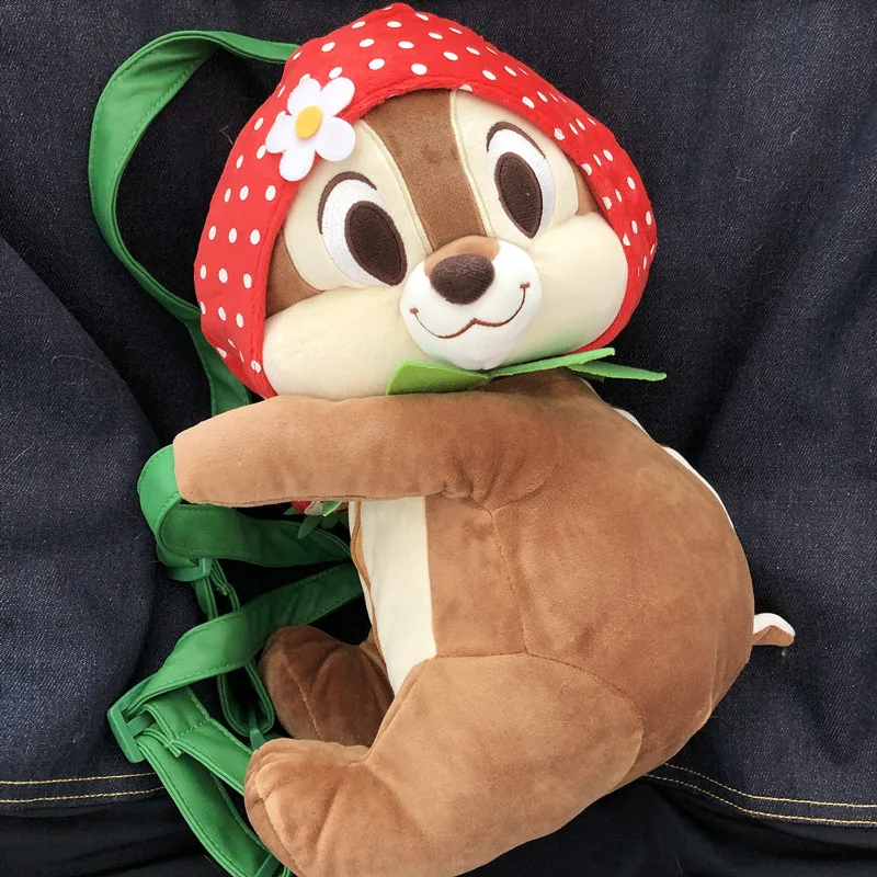 Hot cartoon children's 3D Chip  chipmunk plush Strawberry backpack cool plush school bag  bag toy for kids / Adult