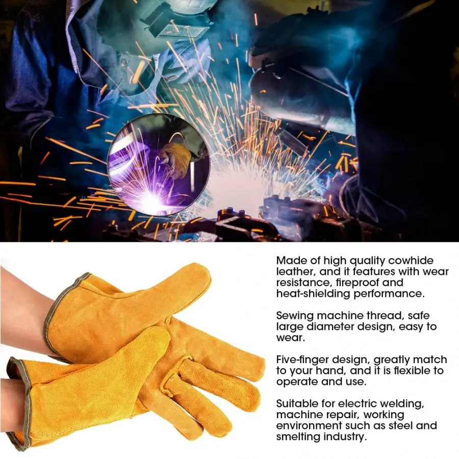 12 пар электрических сварочных коротких воловьей кожи износостойкие противопожарные защитные перчатки